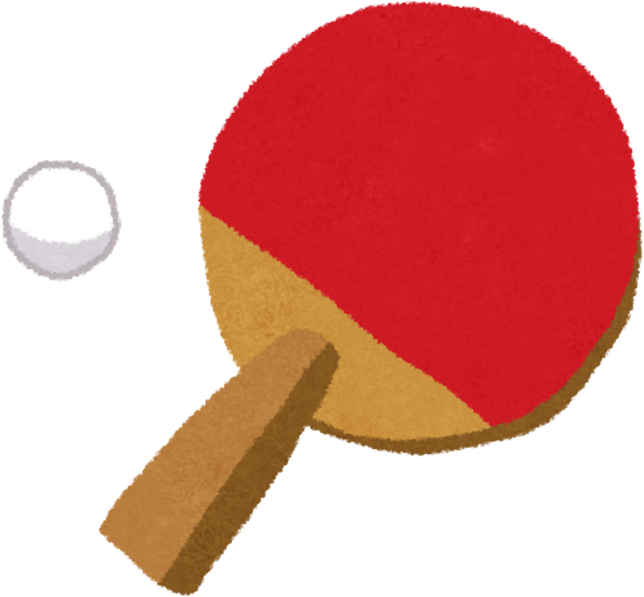 Illustration of a Red Table Tennis Paddle and Ball